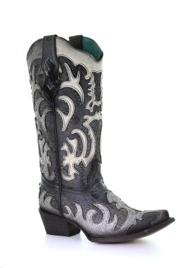 Corral Women’s Grey Boot with Hair on Overlay & Studs Boot