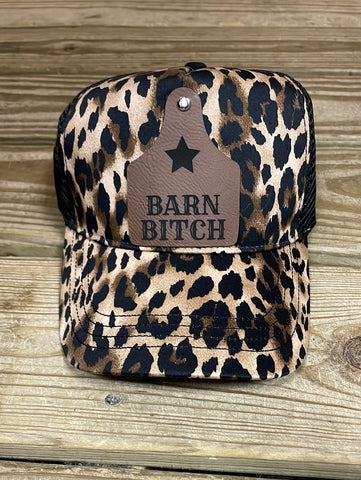 Leather Cowtag Barn Bitch Cap