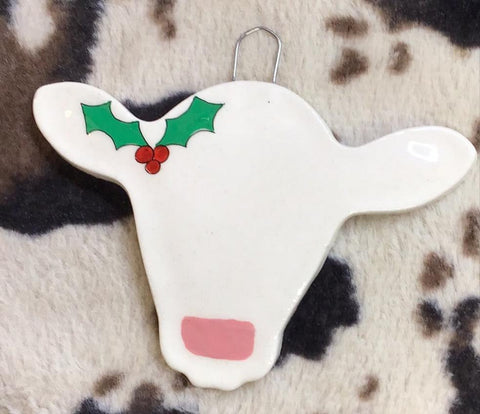 White Cow Head Dough Ornament