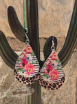 Stripe & Floral/Leopard Leather Earrings