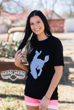 Black Denim Bucking Horse Tee