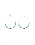 Turquoise & Faux Navajo Pearl Beaded Dangle Hoop Earrings