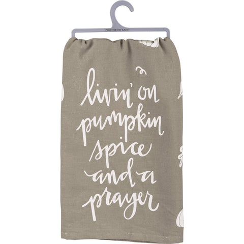 Dish Towel-Living on Pumpkin Spice and a Prayer