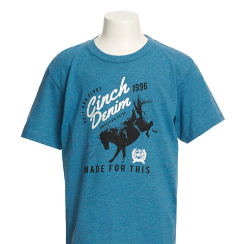 Cinch Boy's Steel Blue Grit & Glory Logo Tee