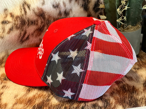 Crazy Ass Cattle Company Red & Flag Cap