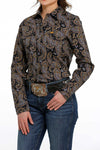 Cinch Women's Black Paisley Snap Western Shirt