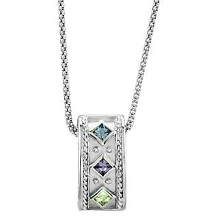 Kelly Herd Multi Stone Pendant Necklace - Sterling Silver