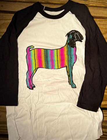 Serape Goat 3/4 Sleeve Tee