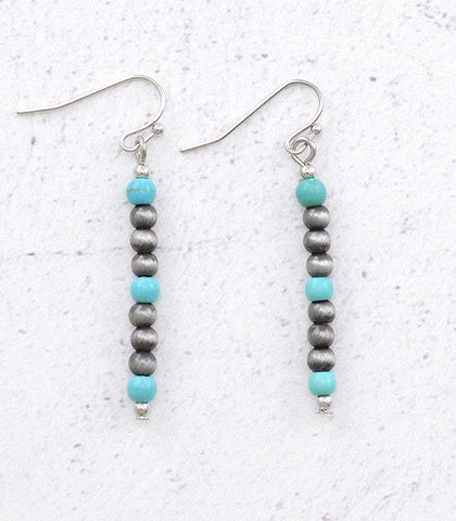 Navajo Bead & Turquoise Drop Earrings