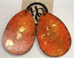 Burnt Orange Wooden Teardrop Earrings