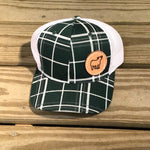 Green & White Plaid Cow Cap