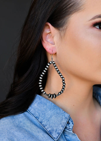 Faux Navajo Pearl Dangle Hoop Earrings