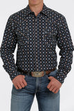 Cinch Men's Black/Blue/Orange Print Shirt