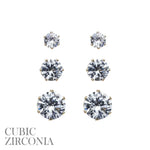 Cubic Zirconia Post Earrings 3 Piece Set