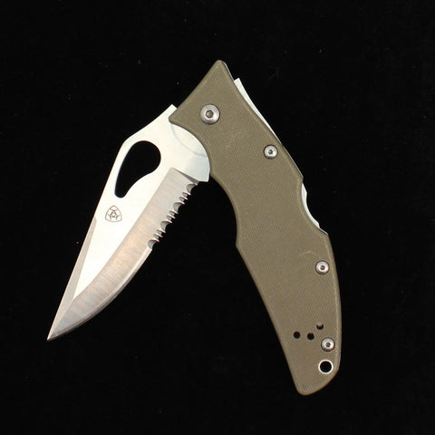Ariat Plain/Serrated Olive Pocket Knife