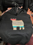 Kid’s Appliqué Hoodie Black and Natural Serape Steer