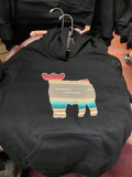 Kid’s Appliqué Hoodie Black and Natural Serape Steer