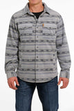 Cinch Men's Aztec Print Polar Fleece Shirt Jacket - Blue