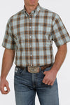 Cinch Men’s Brown & Turquoise Plaid Shirt