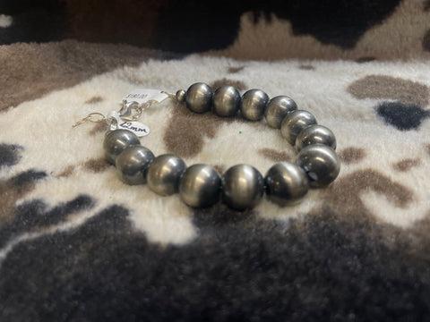 Navajo Pearl 12mm  Sterling Silver Bracelet