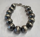 Sterling Silver Navajo Pearl  Bracelet 10 MM