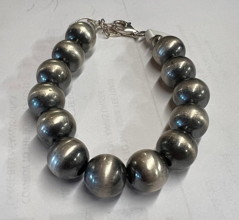 Sterling Silver Navajo Pearl  Bracelet 10 MM