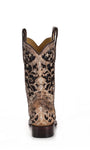 Corral Women’s Brown Inlay Flowered Embroidery with Studs & Crystals Boot