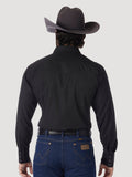 Wrangler Men's Dobby Stripe Snap Shirt- Black
