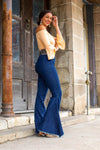 Mid Wash High Waisted Bell Bottom Jean