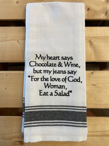 Dish Towel-Woman Eat a Salad
