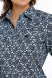 Cinch Women’s Light Blue Geo Print Snap Shirt