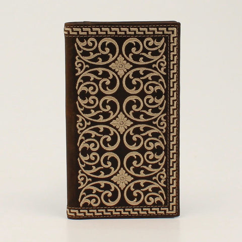 Nocona Brown Cream Embroidered Rodeo Wallet