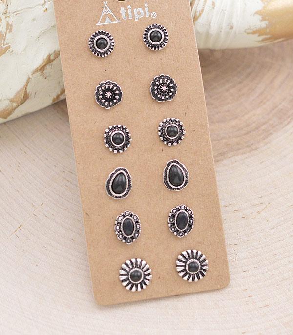 Black stud earrings set Clearance