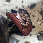 Brown & White Cheetah Print Cowboy Hat Claw Clip