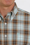 Cinch Men’s Brown & Turquoise Plaid Shirt