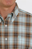 Cinch Men’s Brown & Turquoise Plaid Shirt