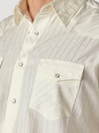Wrangler Men's Dobby Stripe Snap Shirt-Light Tan