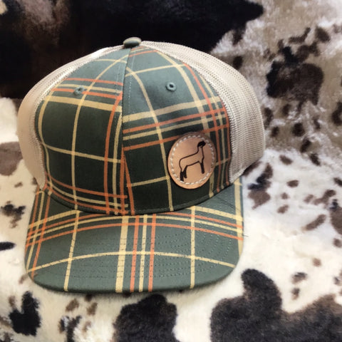 Green & Orange Plaid Sheep Cap