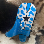 Blue & White Cheetah Print Boot Claw Clip