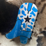 Blue & White Cheetah Print Boot Claw Clip