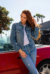 Classic Denim Jacket with Raw Hem