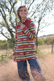 Cruel Girl Blanket Serape Stripe Hooded Jacket