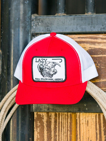 Lazy J Ranch Red & White Cattle Headquarters Cap