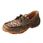 Twisted X Kid's Distressed/Leopard Boat Shoe Driving Mocs D Toe