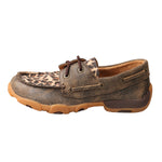 Twisted X Kid's Distressed/Leopard Boat Shoe Driving Mocs D Toe